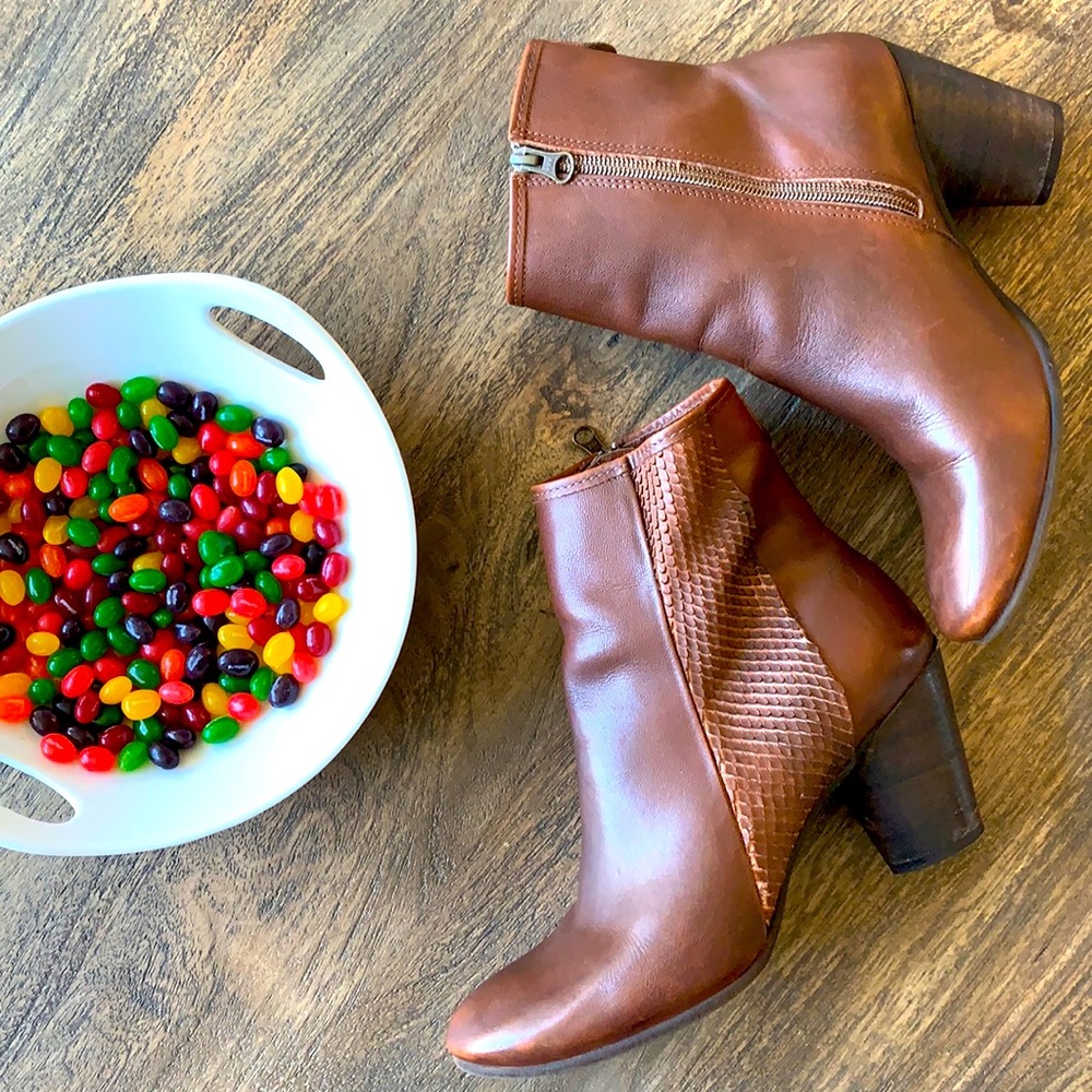 Anthropologie Felmini Brown Leather Ankle Boots 39